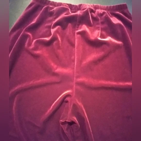Chico Velvet Burgundy Pull On Pants Flowy Stretch Waist Size S Boho Hippie - Picture 2 of 7